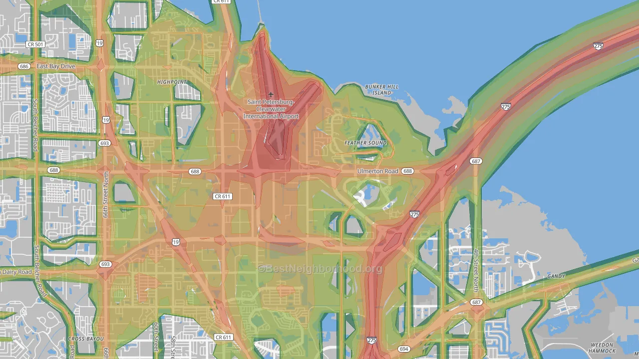 33762, FL Map of Noise Levels in 33762