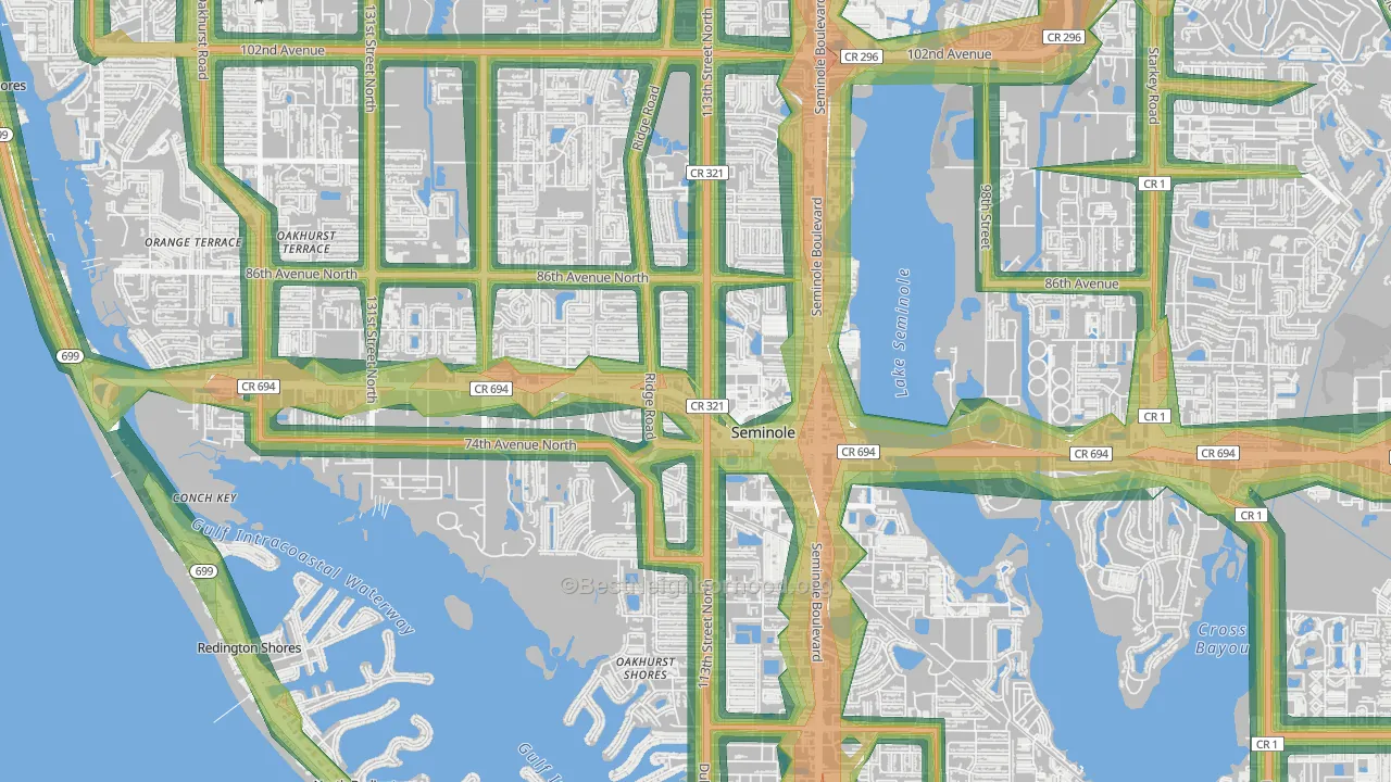 33772, FL Map of Noise Levels in 33772
