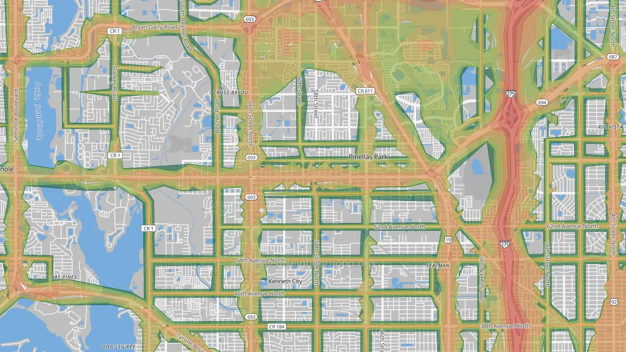 33781, FL Map of Noise Levels in 33781