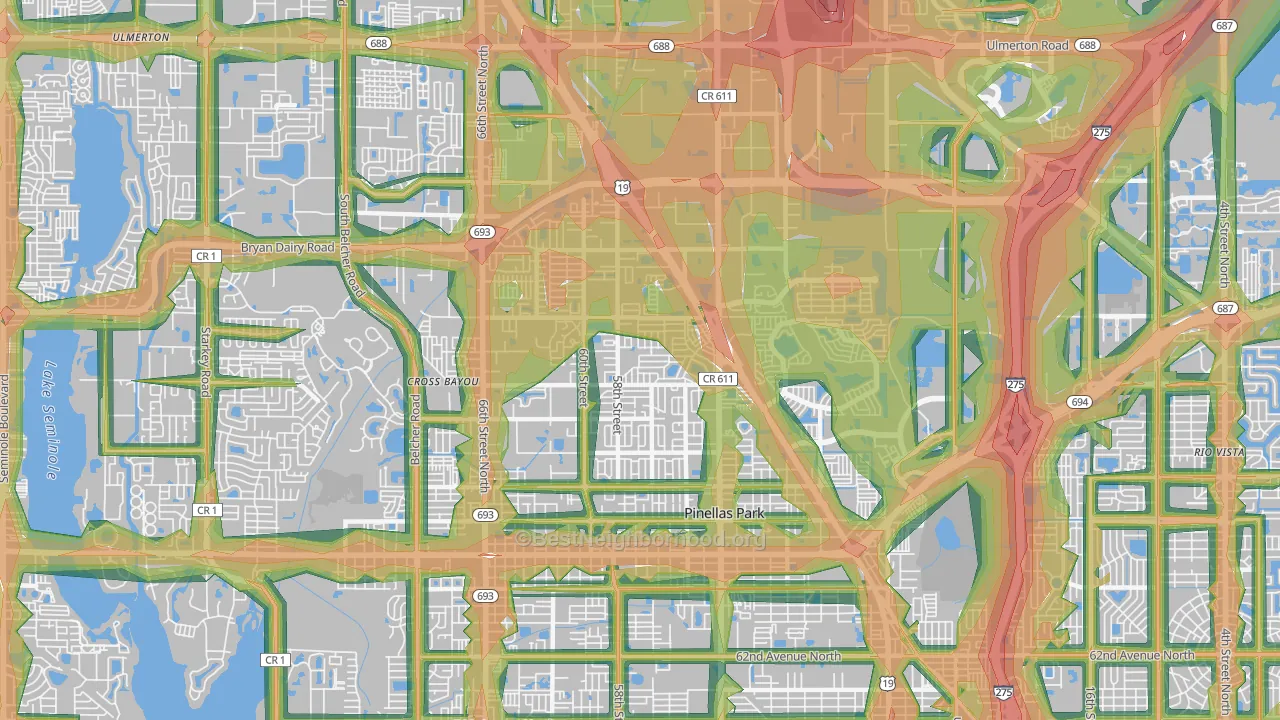 33782, FL Map of Noise Levels in 33782