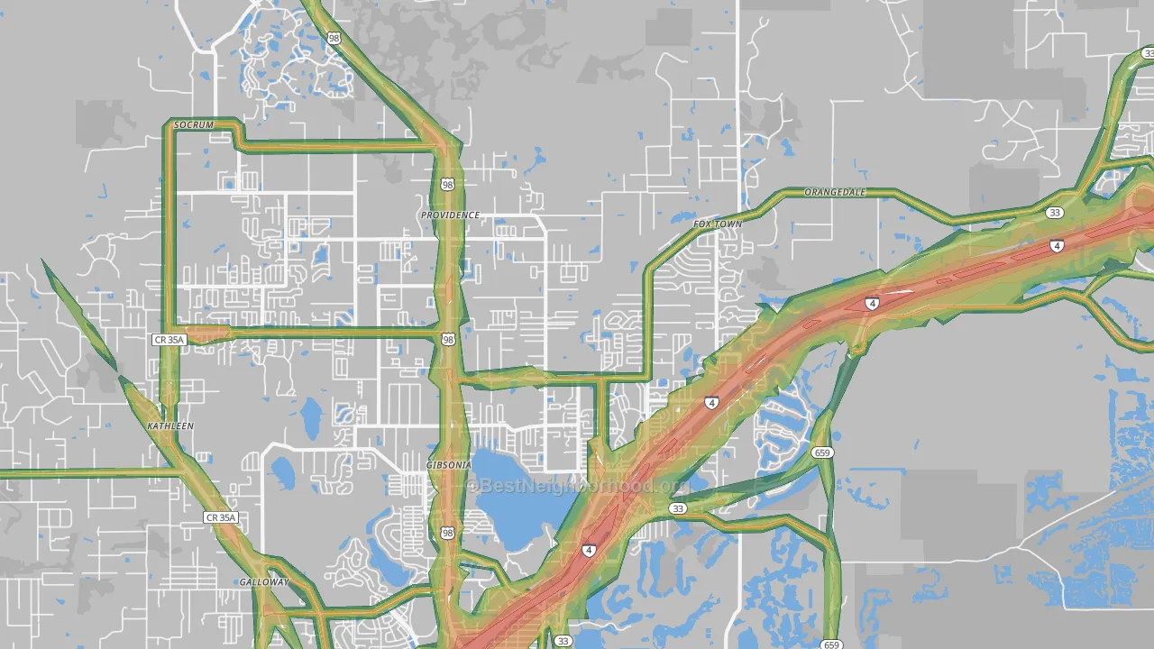 33809, FL Map of Noise Levels in 33809