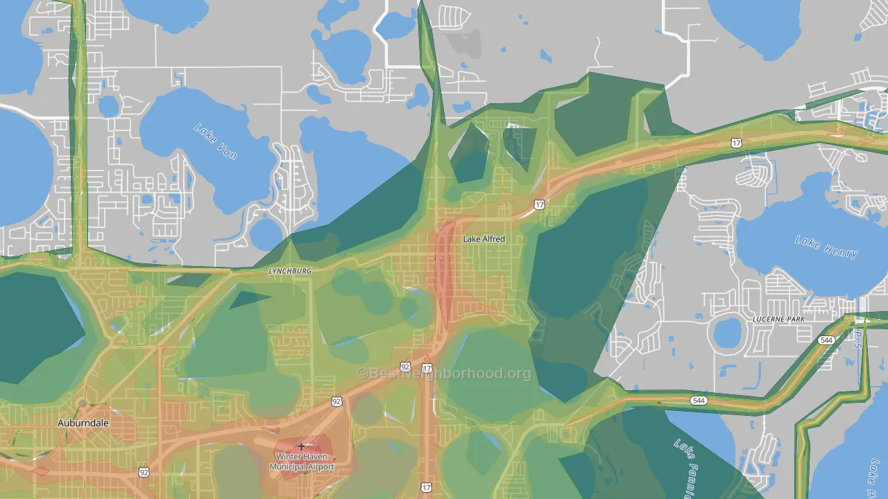 33850, FL Map of Noise Levels in 33850