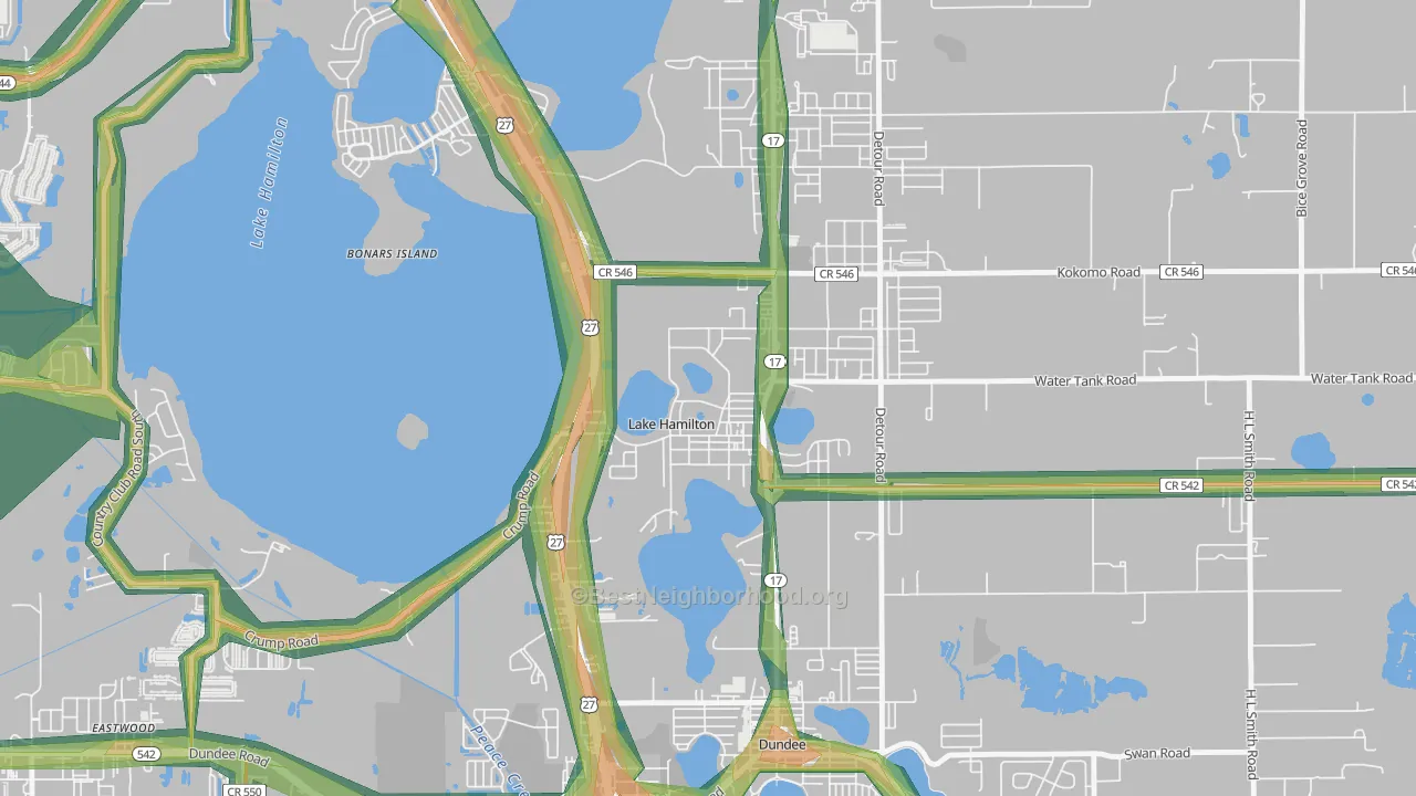 33851, FL Map of Noise Levels in 33851