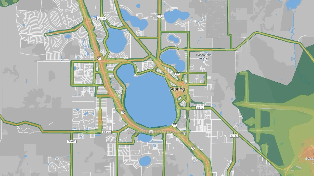 33870, FL Map of Noise Levels in 33870