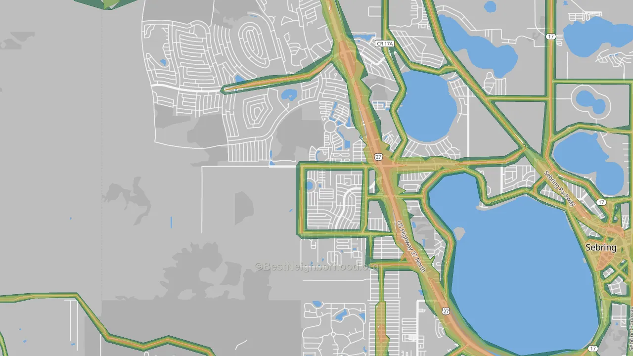 33872, FL Map of Noise Levels in 33872