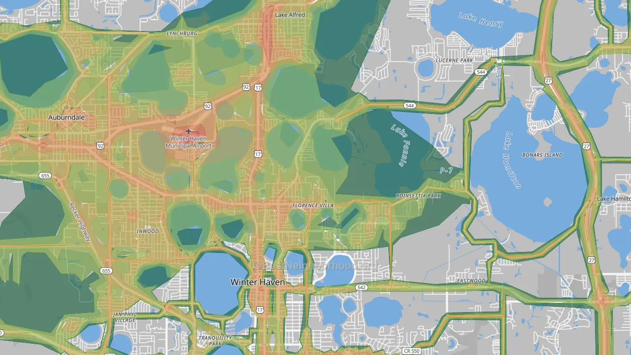 33881, FL Map of Noise Levels in 33881