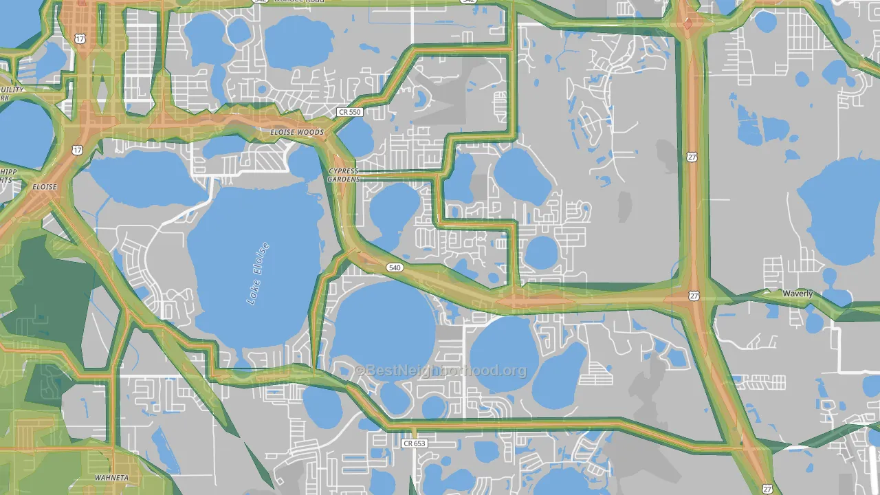 33884, FL Map of Noise Levels in 33884