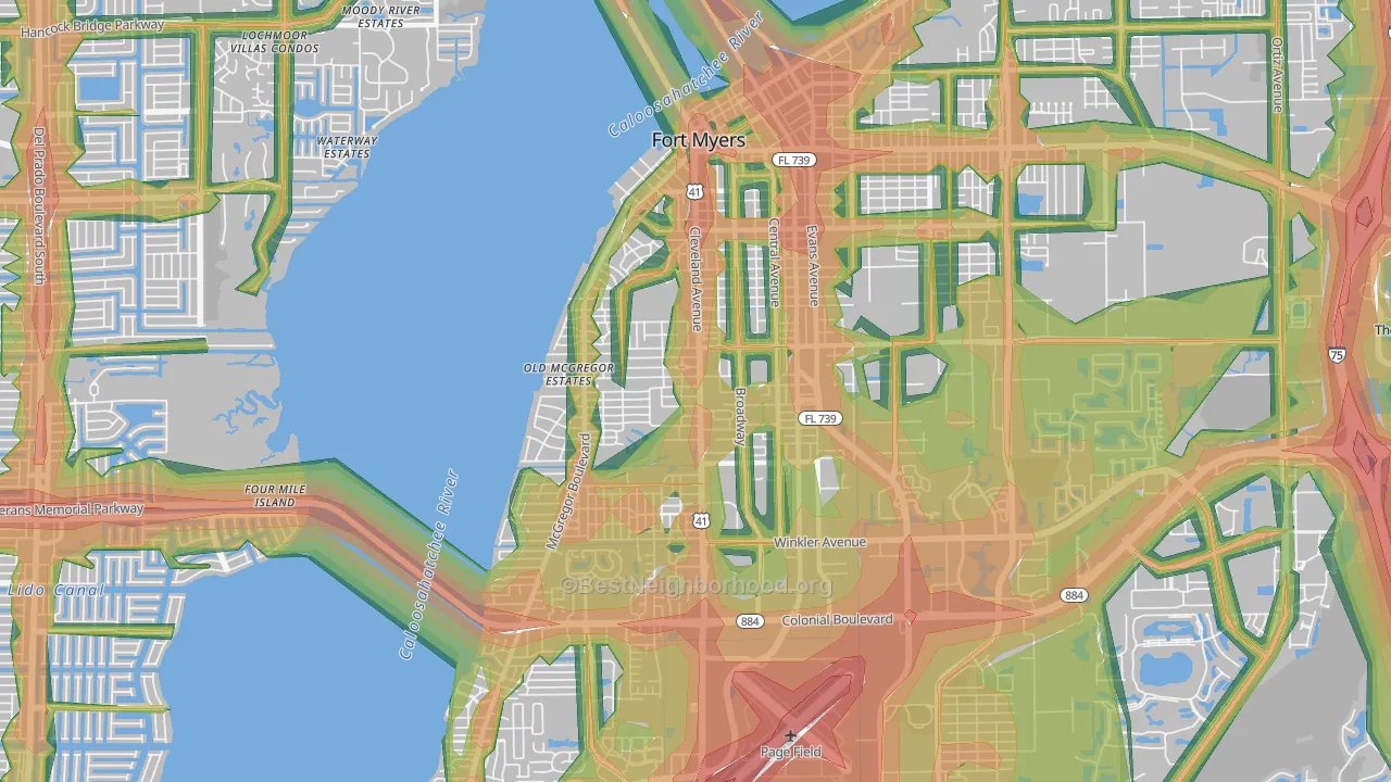 33901, FL Map of Noise Levels in 33901