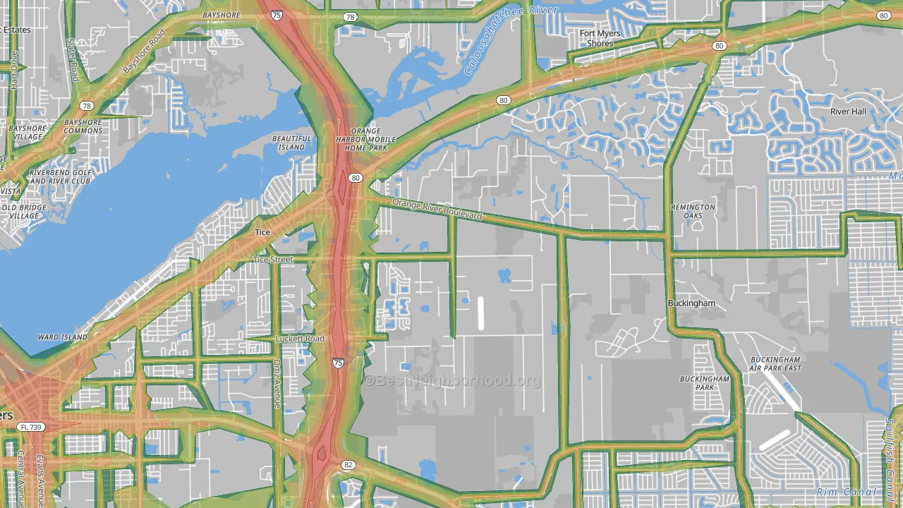 33905, FL Map of Noise Levels in 33905