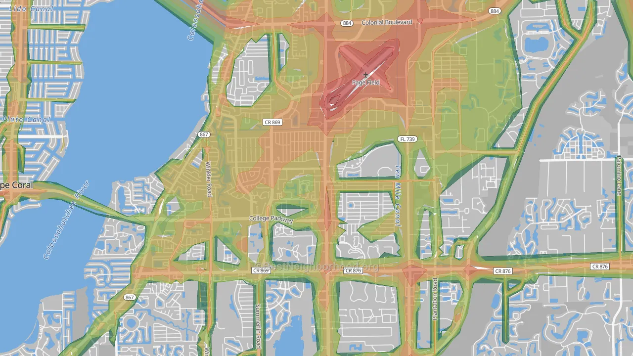 33907, FL Map of Noise Levels in 33907