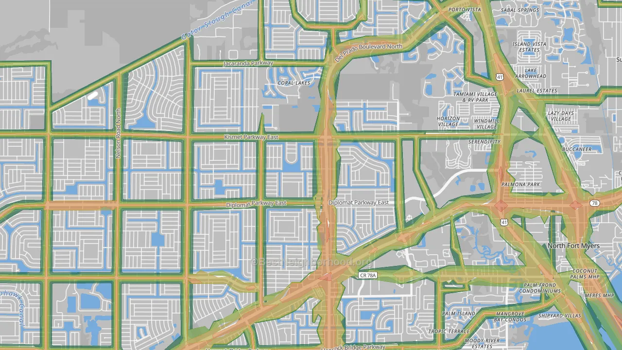 33909, FL Map of Noise Levels in 33909