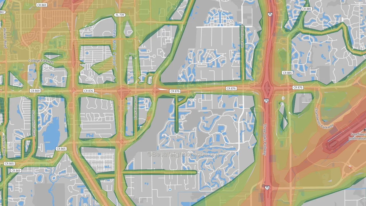 33912, FL Map of Noise Levels in 33912