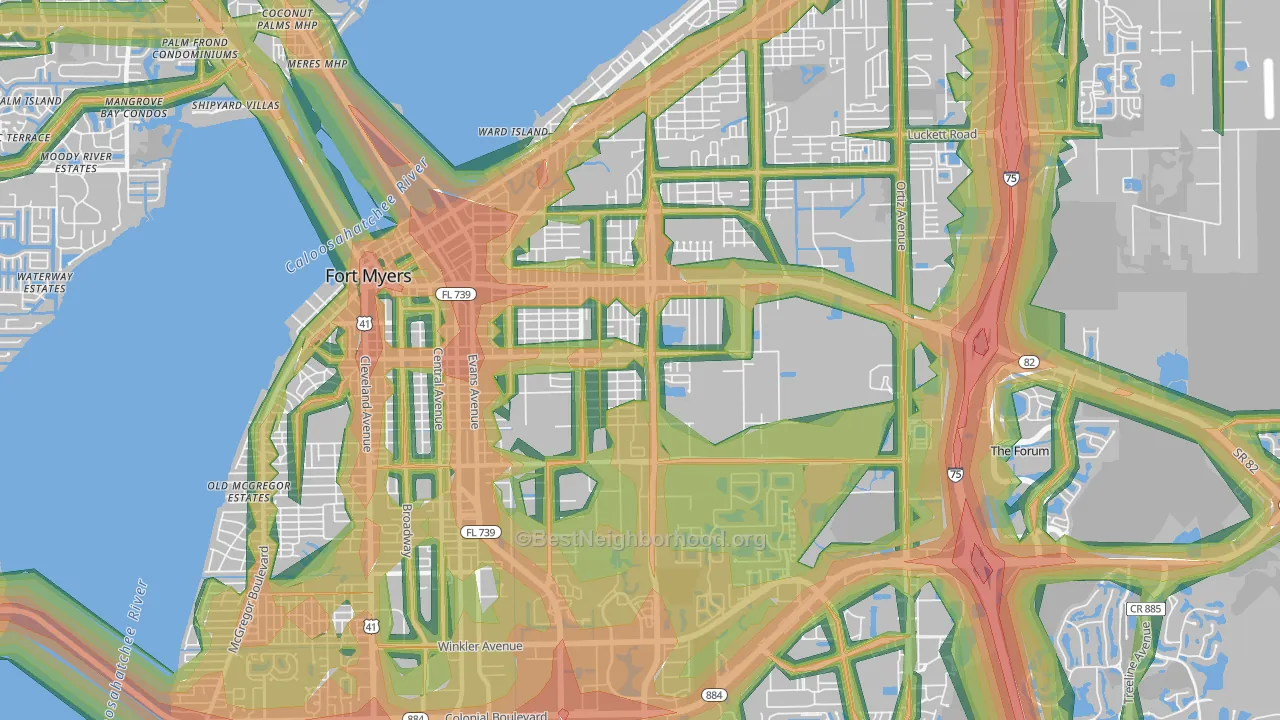 33916, FL Map of Noise Levels in 33916