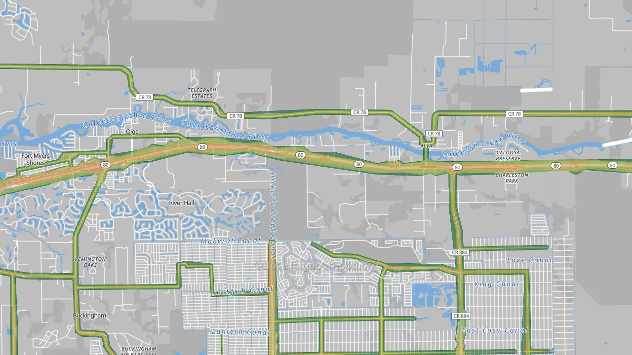33920, FL Map of Noise Levels in 33920