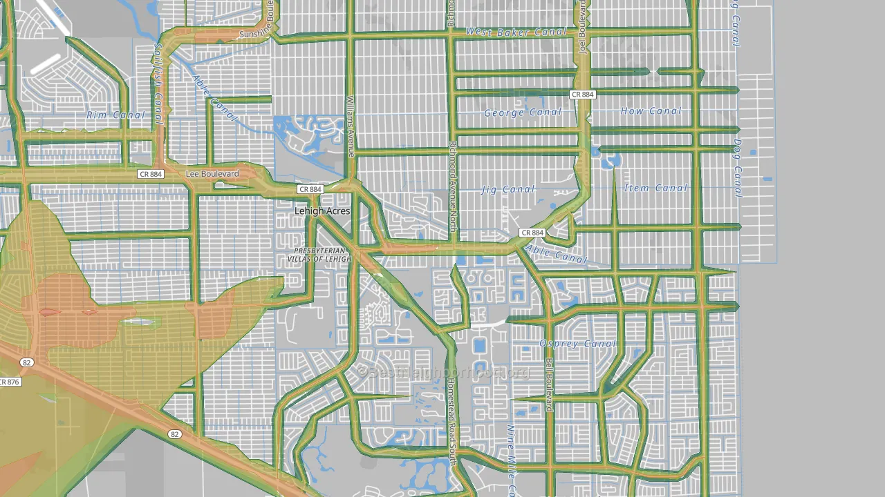 33936, FL Map of Noise Levels in 33936