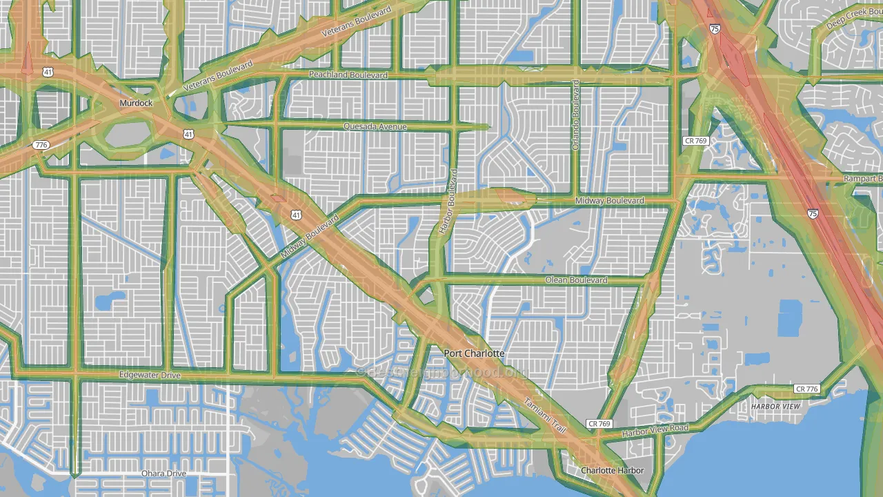 33952, FL Map of Noise Levels in 33952