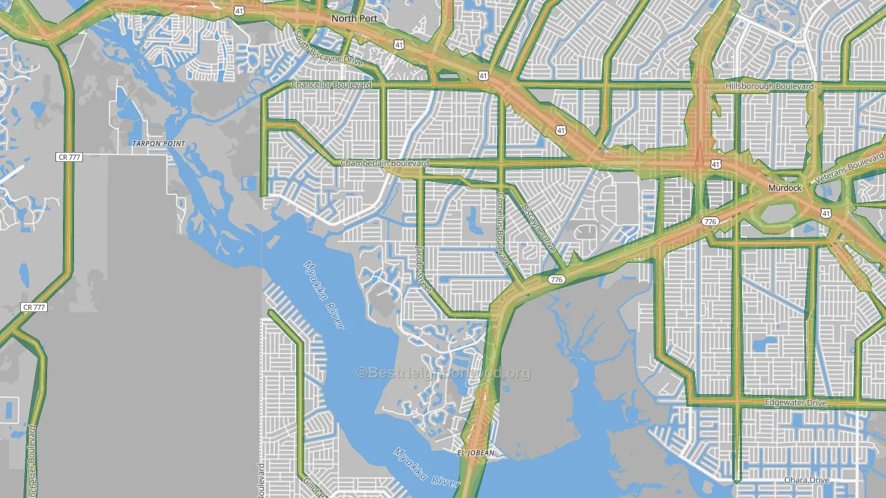 33953, FL Map of Noise Levels in 33953