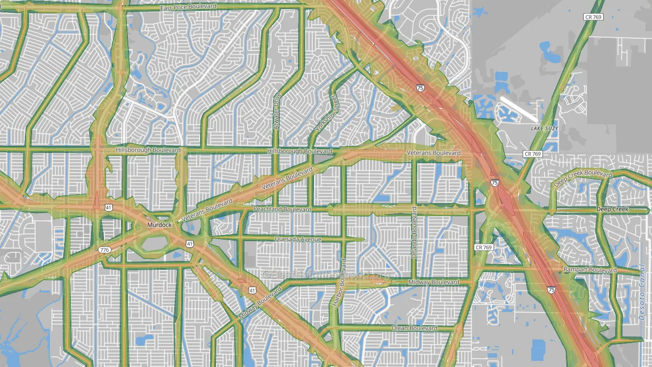 33954, FL Map of Noise Levels in 33954