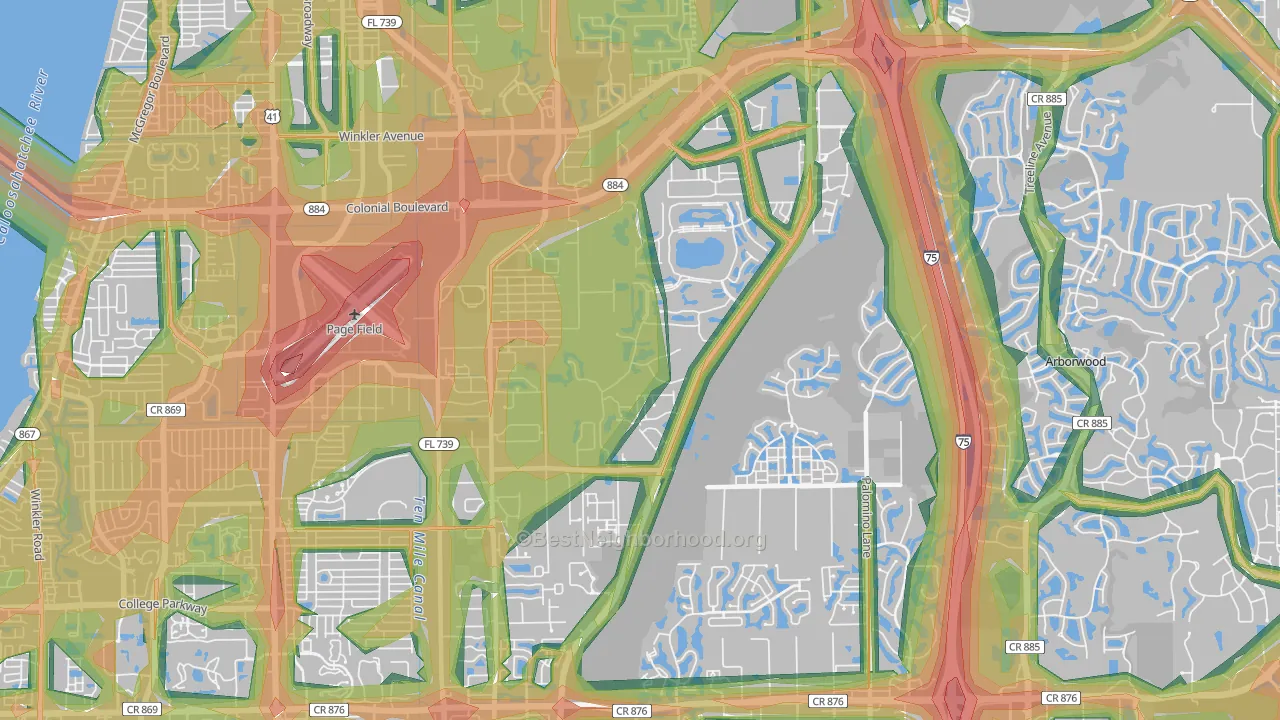 33966, FL Map of Noise Levels in 33966