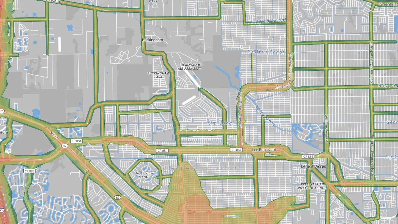 33971, FL Map of Noise Levels in 33971