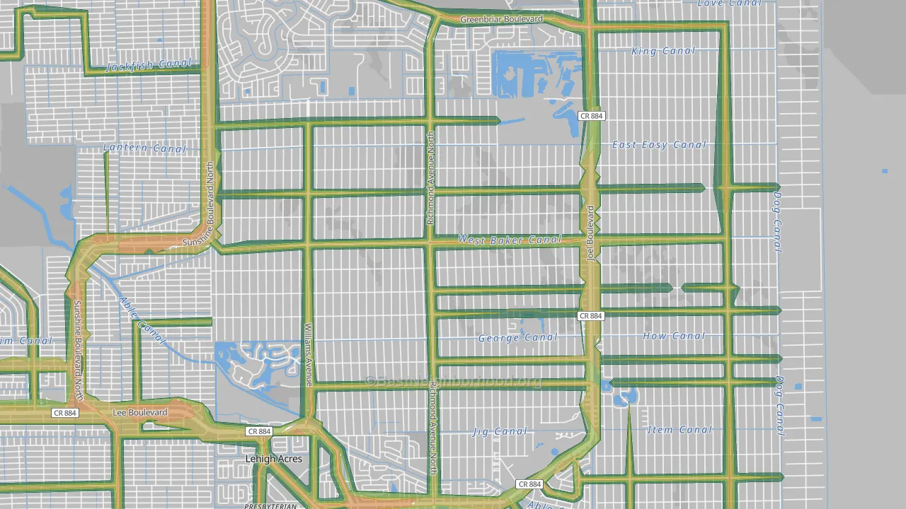 33972, FL Map of Noise Levels in 33972