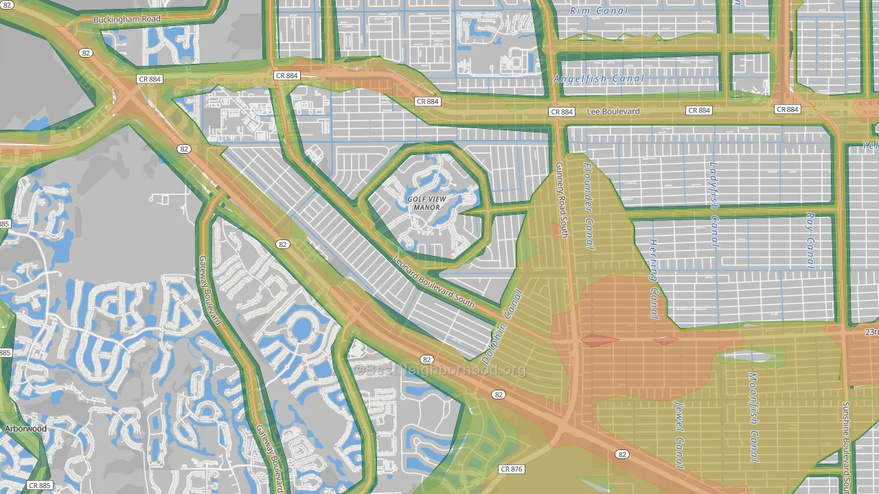33973, FL Map of Noise Levels in 33973