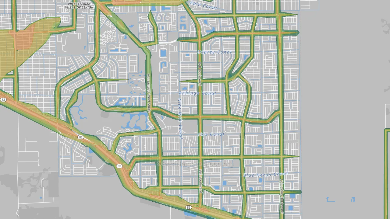 33974, FL Map of Noise Levels in 33974