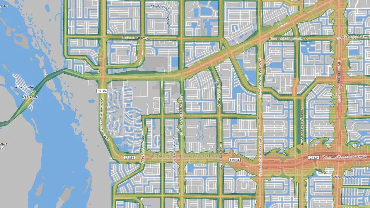 33991, FL Map of Noise Levels in 33991