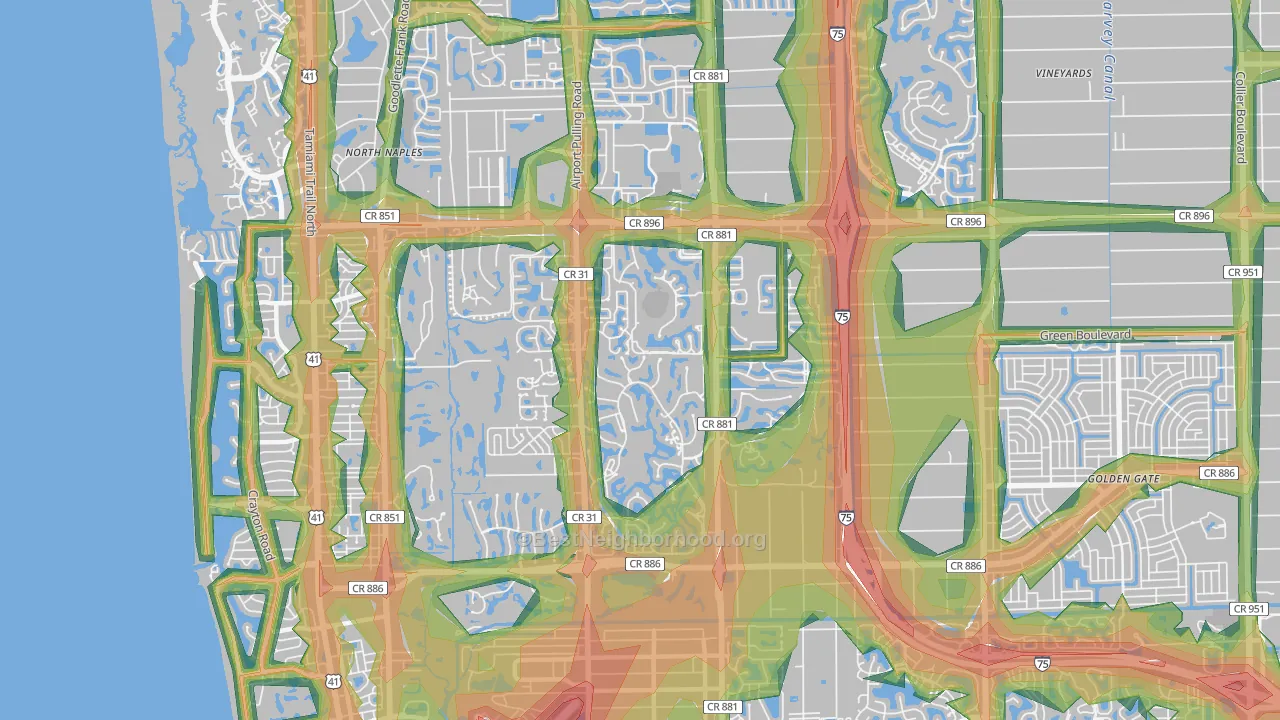 34105, FL Map of Noise Levels in 34105