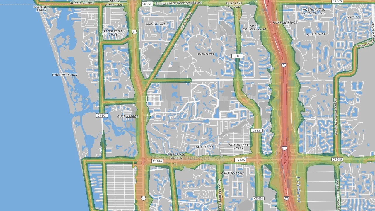 34110, FL Map of Noise Levels in 34110