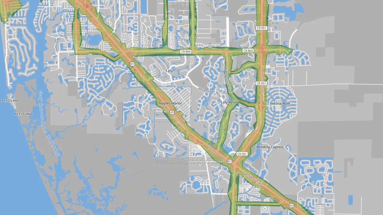 34113, FL Map of Noise Levels in 34113