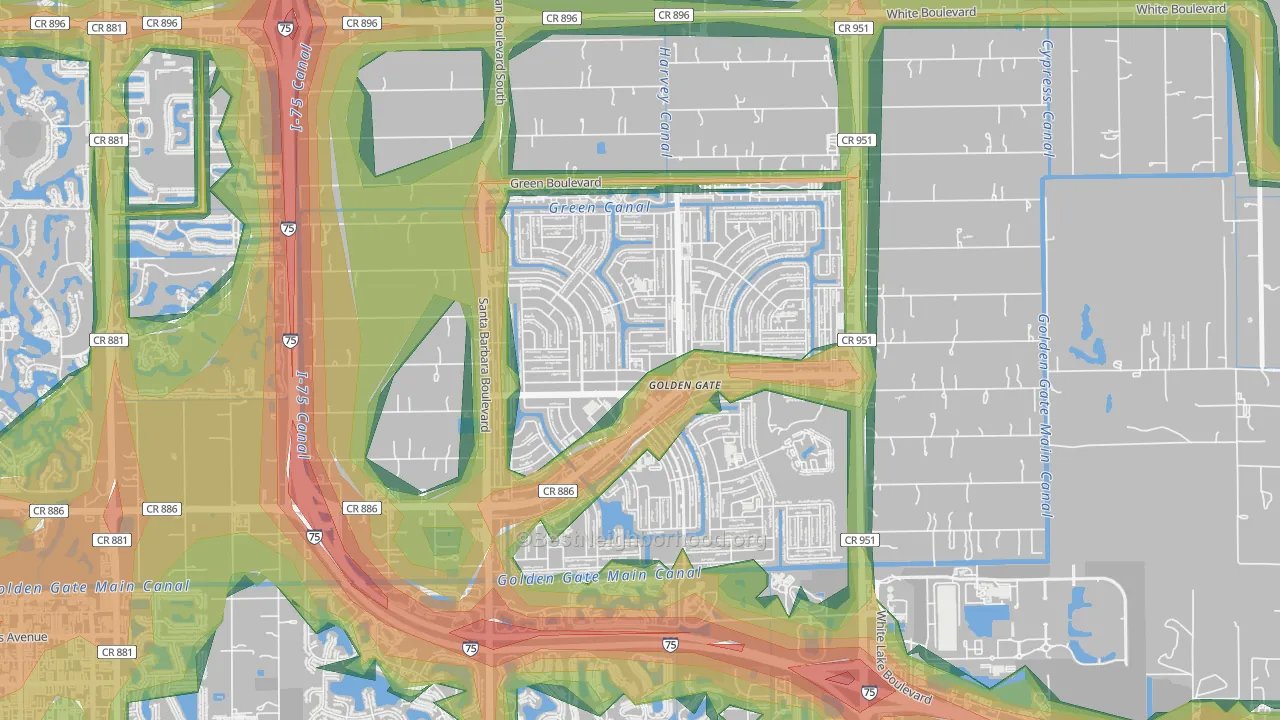34116, FL Map of Noise Levels in 34116