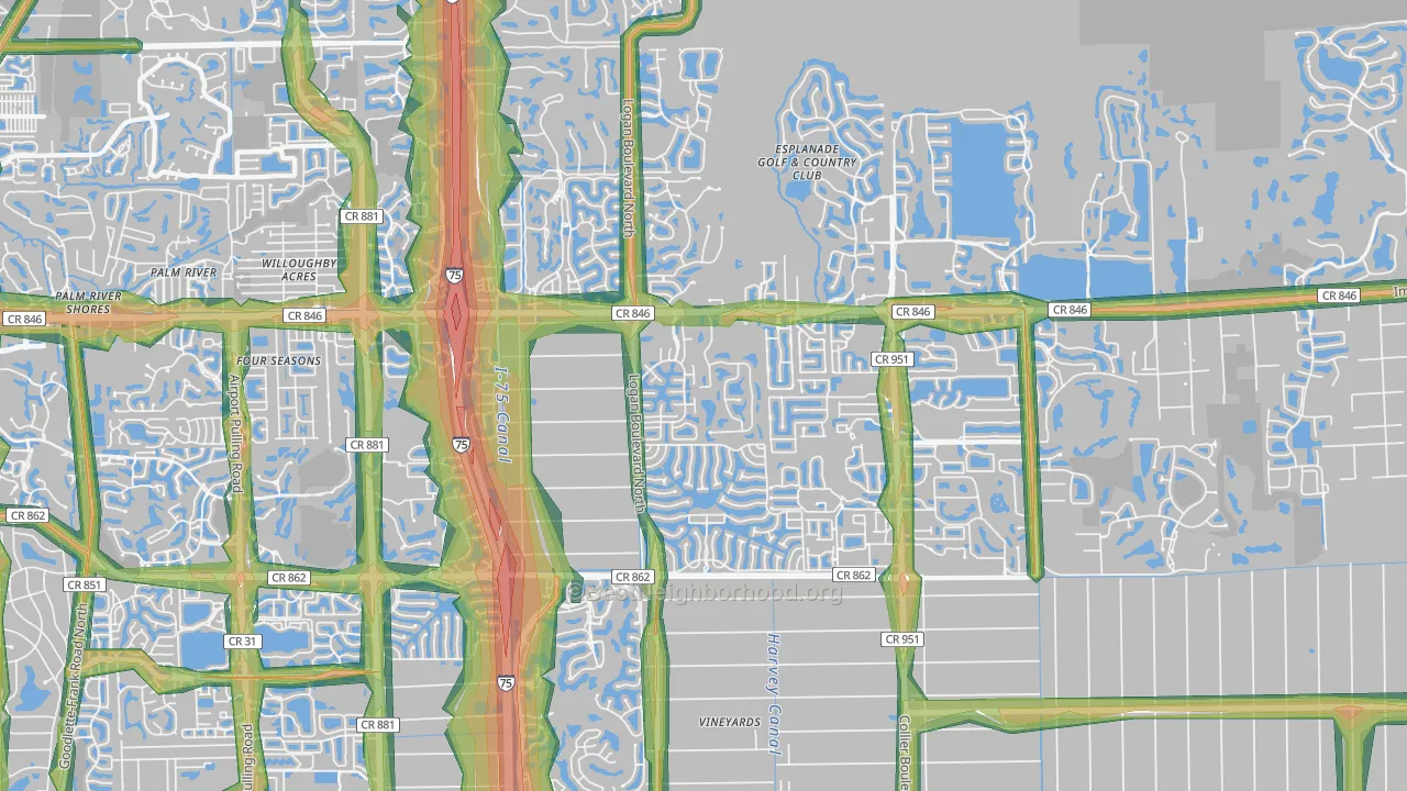 34119, FL Map of Noise Levels in 34119