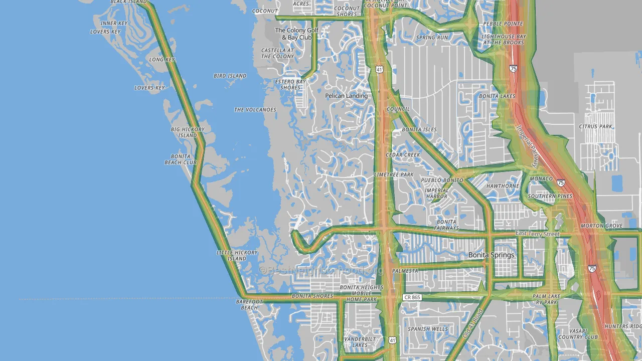 34134, FL Map of Noise Levels in 34134