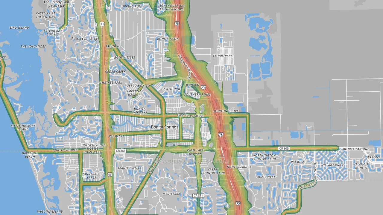 34135, FL Map of Noise Levels in 34135