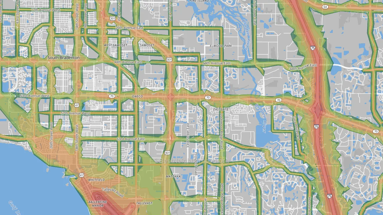 34203, FL Map of Noise Levels in 34203