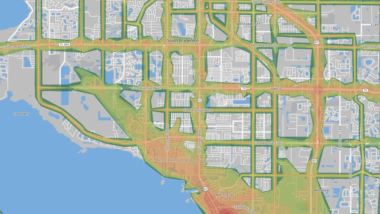 34207, FL Map of Noise Levels in 34207