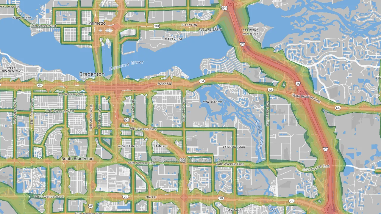 34208, FL Map of Noise Levels in 34208