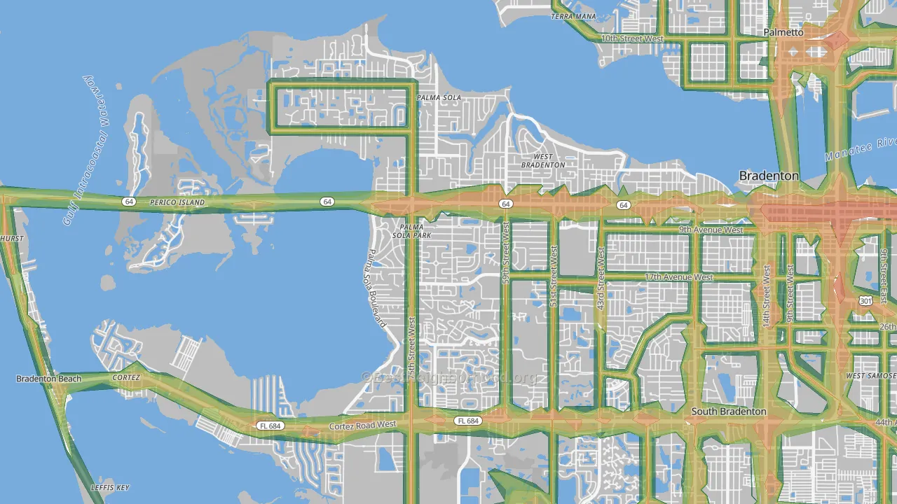 34209, FL Map of Noise Levels in 34209