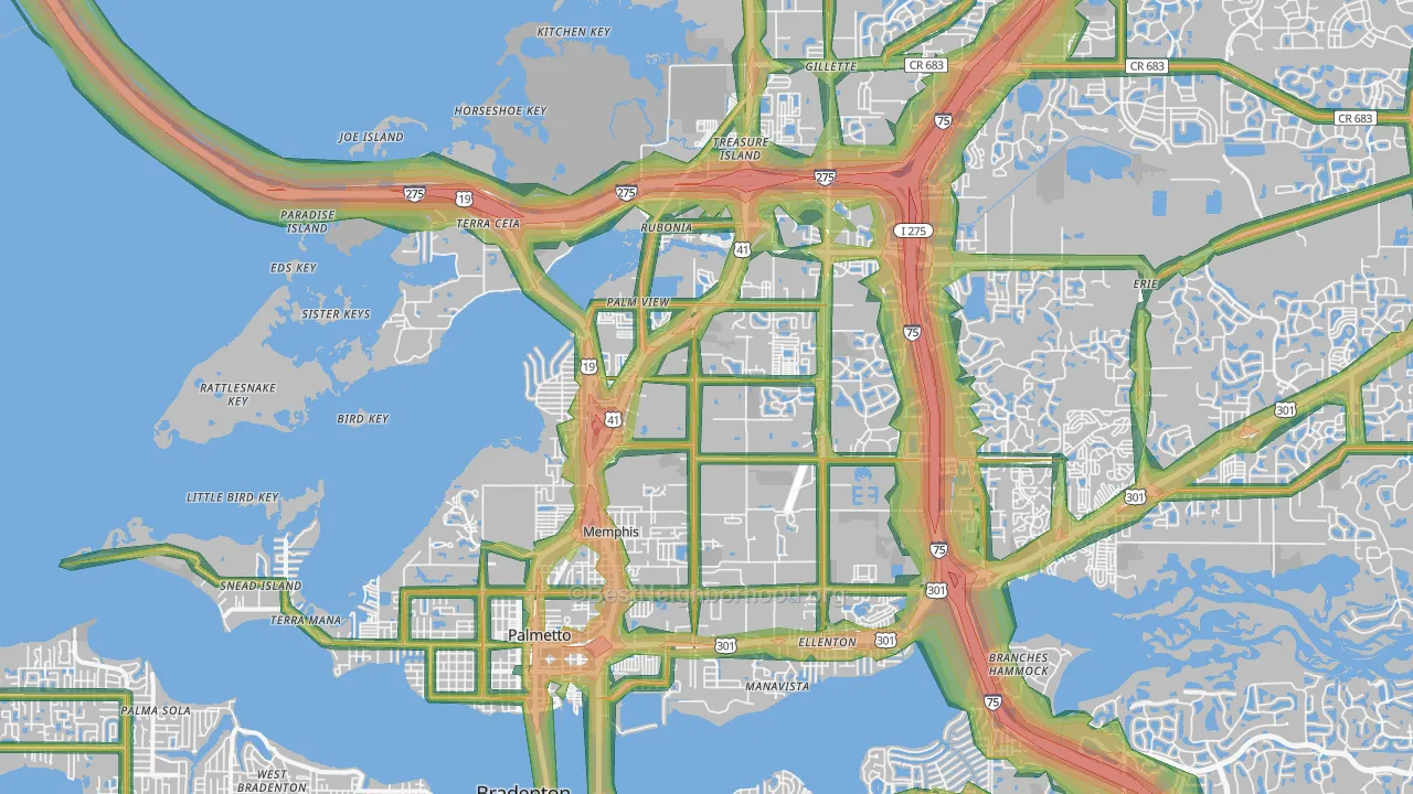 34221, FL Map of Noise Levels in 34221