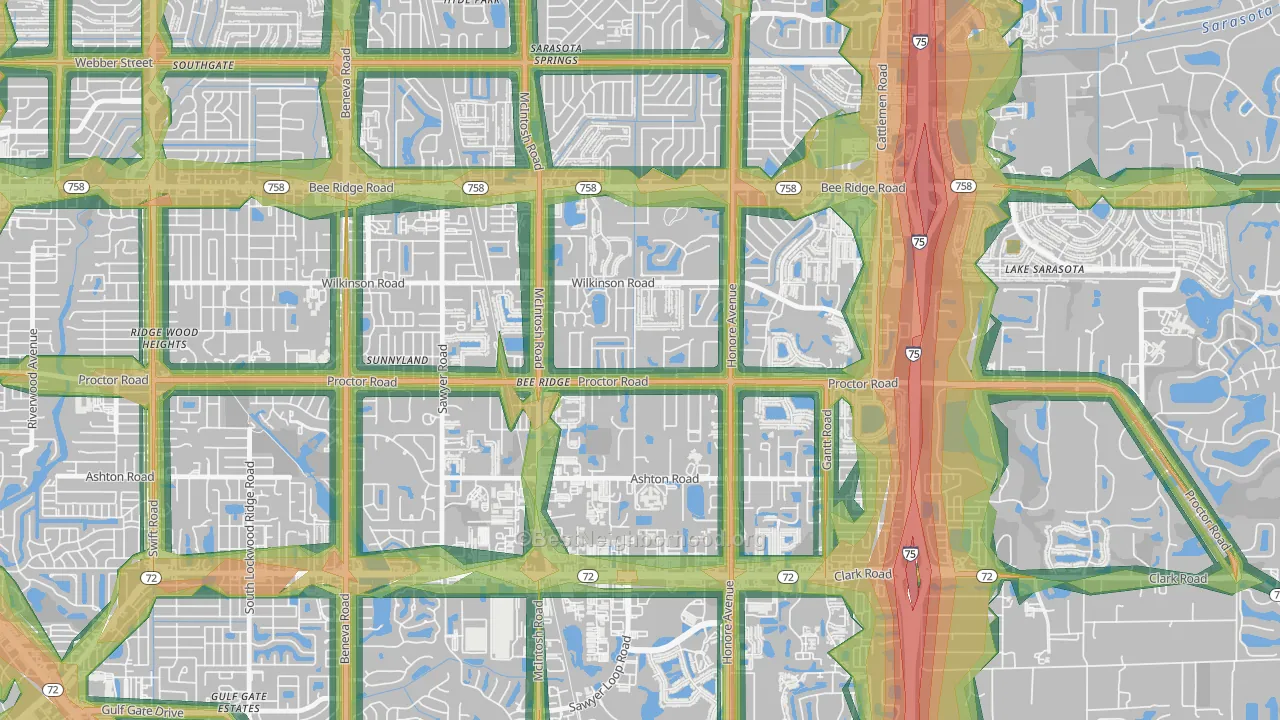 34233, FL Map of Noise Levels in 34233