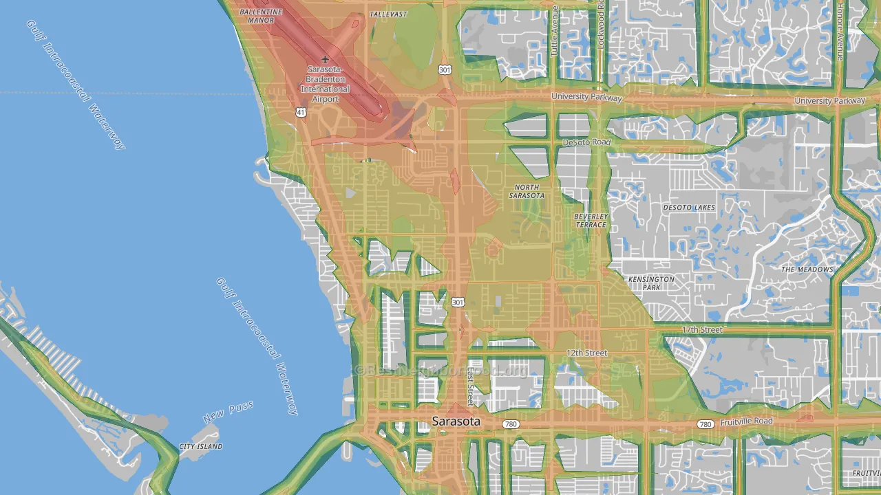 34234, FL Map of Noise Levels in 34234