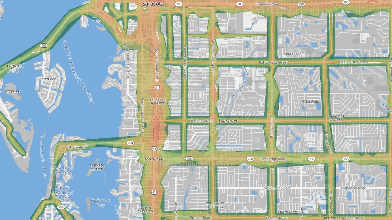 34239, FL Map of Noise Levels in 34239
