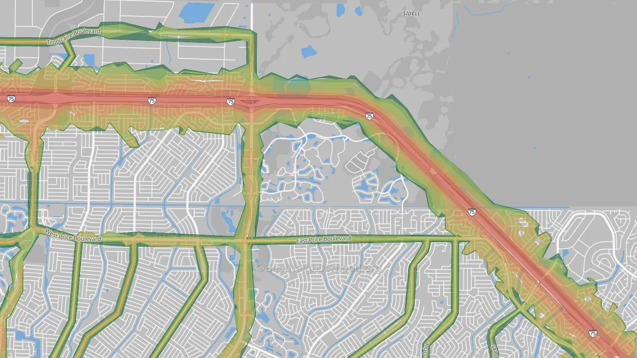 34289, FL Map of Noise Levels in 34289