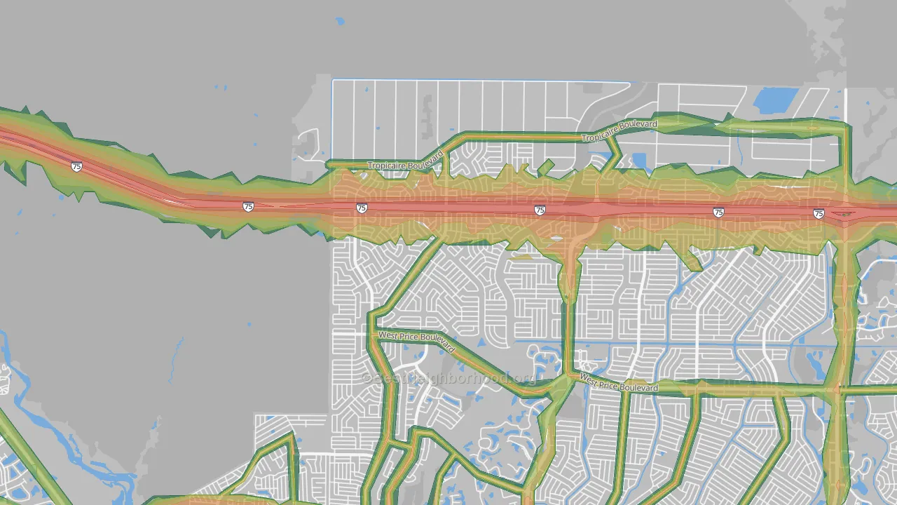 34291, FL Map of Noise Levels in 34291