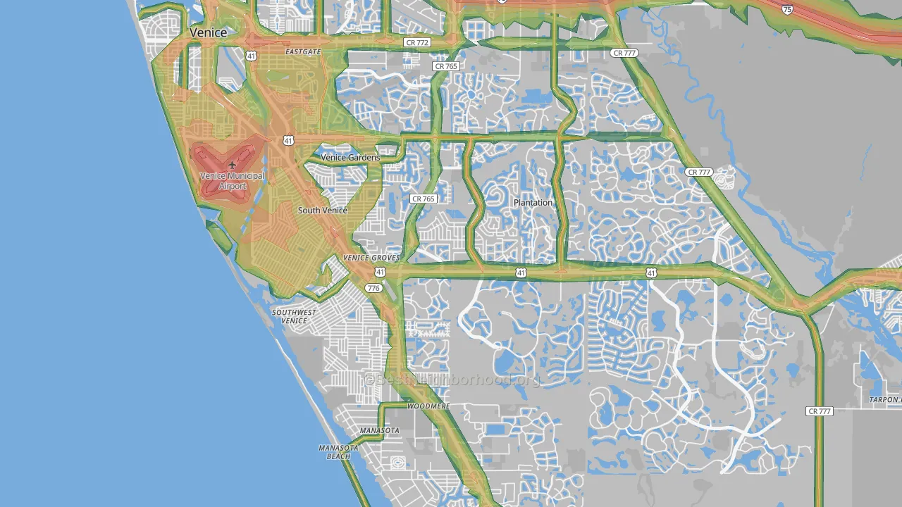 34293, FL Map of Noise Levels in 34293