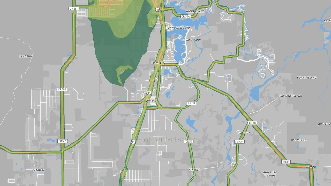 34436, FL Map of Noise Levels in 34436