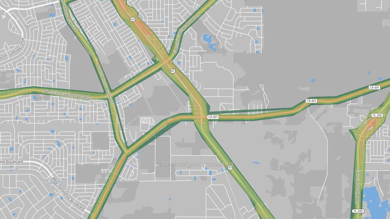 34445, FL Map of Noise Levels in 34445