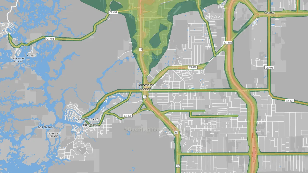 34448, FL Map of Noise Levels in 34448