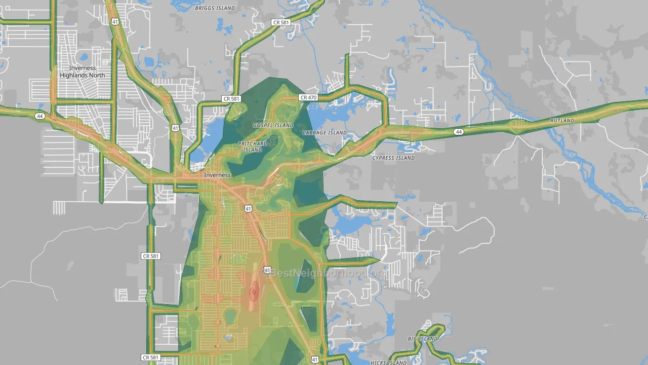 34450, FL Map of Noise Levels in 34450